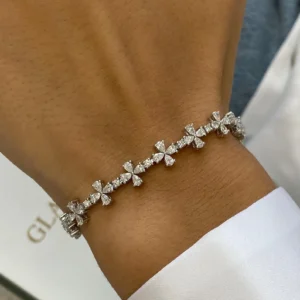 Bloomline 14K Gold Bracelet for Women with Fine Crystal Petal Pattern Sleek Feminine Flow Designed to Add a Soft Radiance to Your Natural Style