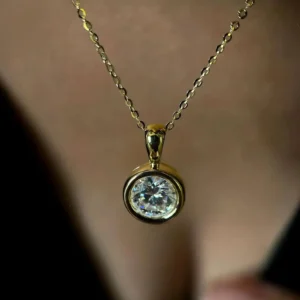Timeless 14K Gold Bezel Diamond Pendant Necklace Minimalist Luxury Dainty Everyday Sparkle hic Minimalist Pendant for Everyday Luxury Wear