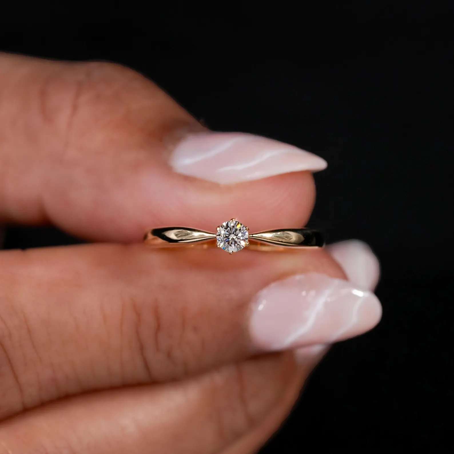 Glowmere Minimalist Round Brilliant Diamond Solitaire Ring in Solid Yellow Gold Elegant Thin Band Engagement Ring for Women, Classic Single Stone Fine Jewelry - Image 7