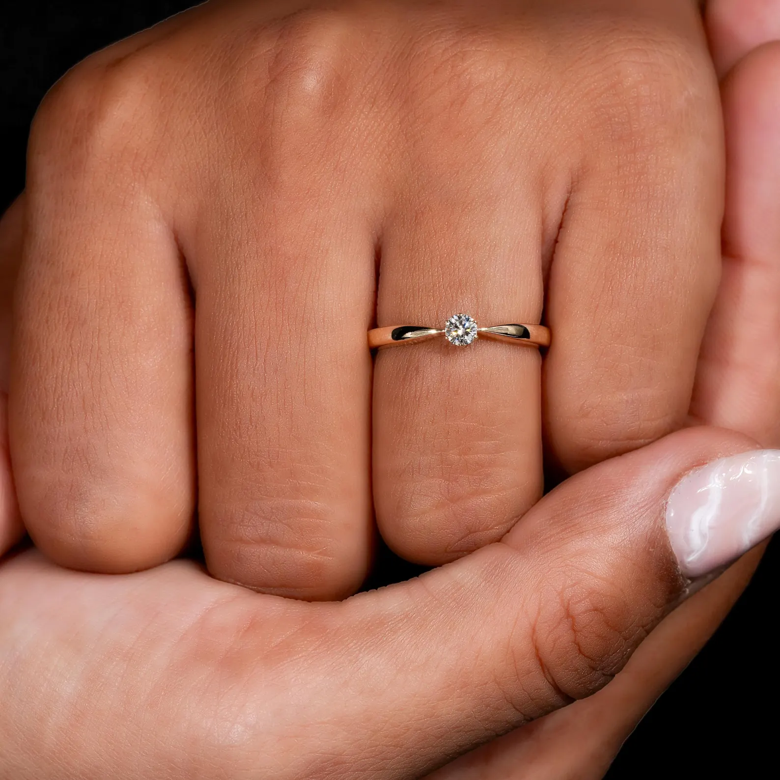 Glowmere Minimalist Round Brilliant Diamond Solitaire Ring in Solid Yellow Gold Elegant Thin Band Engagement Ring for Women, Classic Single Stone Fine Jewelry - Image 4