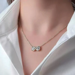 Dual Diamond Pendant Necklace in 14k Yellow Gold Modern Two Stone Design Chic Jewelry for Women Paired Diamond Necklace Crafted in 14k Yellow Gold Refined Minimal Chain Stylish Gift Idea