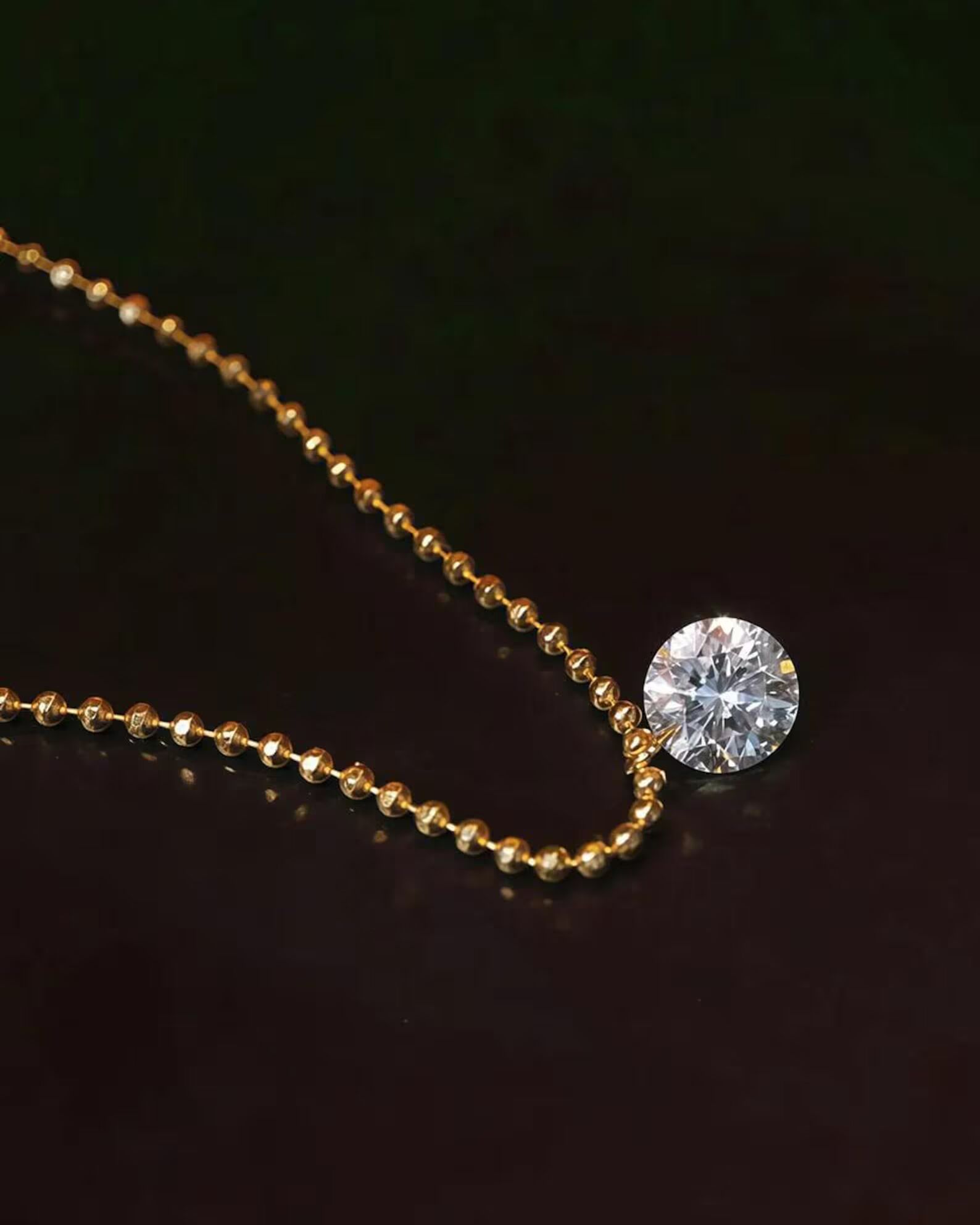Simple Diamond Pendant Necklace Designed in 14k Yellow Gold Petite Center Stone Fine Jewelry for Women Elegant Minimal Diamond Necklace Refined Look Stylish Everyday Jewelry Thoughtful Gift - Image 2