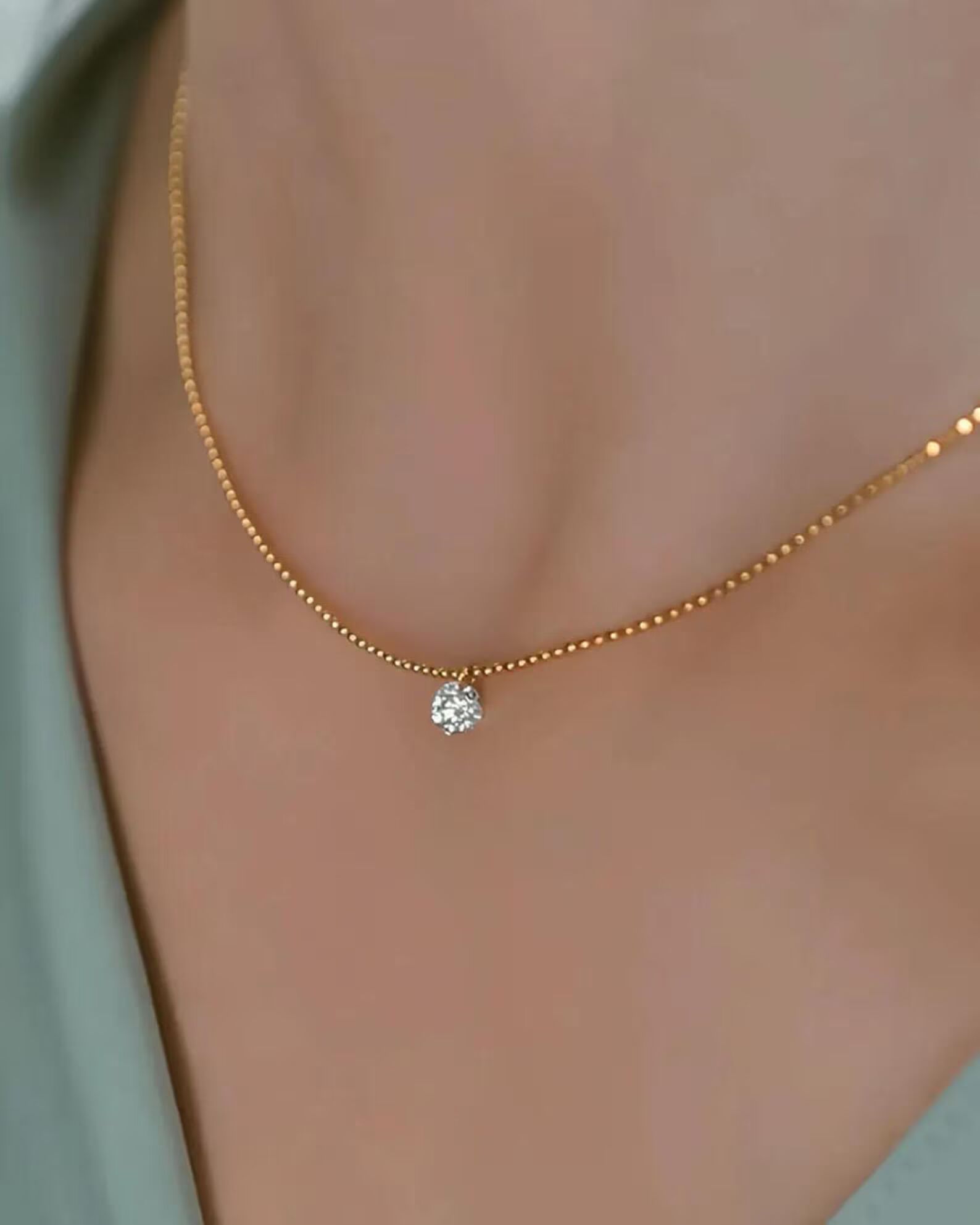 Simple Diamond Pendant Necklace Designed in 14k Yellow Gold Petite Center Stone Fine Jewelry for Women Elegant Minimal Diamond Necklace Refined Look Stylish Everyday Jewelry Thoughtful Gift