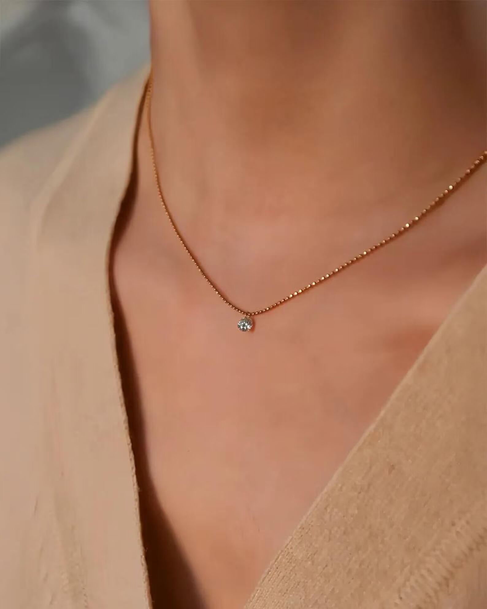 Simple Diamond Pendant Necklace Designed in 14k Yellow Gold Petite Center Stone Fine Jewelry for Women Elegant Minimal Diamond Necklace Refined Look Stylish Everyday Jewelry Thoughtful Gift - Image 3