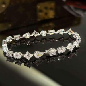 Radiant 14K Gold Tennis Bracelet with Multi Shape Cubic Zirconia Diamond Style Unique Sparkling Jewelry Gift for Women Special Occasion parkling Statement Jewelry Gift for Her Anniversary Birthday