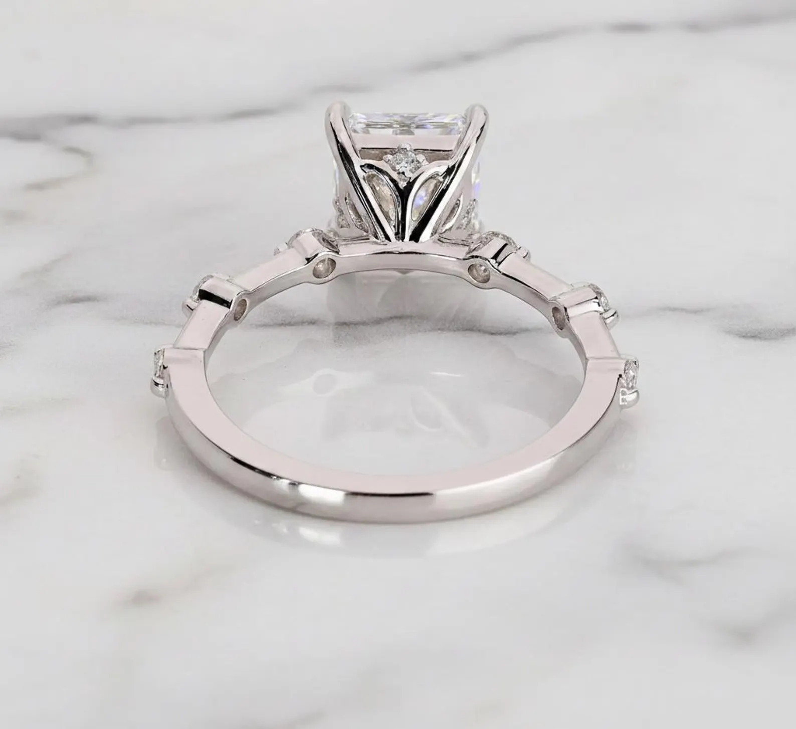 Princess Cut Diamond Engagement Ring in 14k Solid Gold with Delicate Pavé Side Stones Minimalist Square Diamond Ring for Women, Fine Jewelry Gift - Image 3