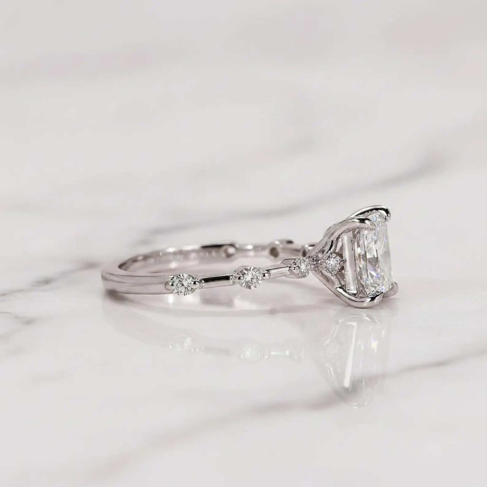 Princess Cut Diamond Engagement Ring in 14k Solid Gold with Delicate Pavé Side Stones Minimalist Square Diamond Ring for Women, Fine Jewelry Gift - Image 4
