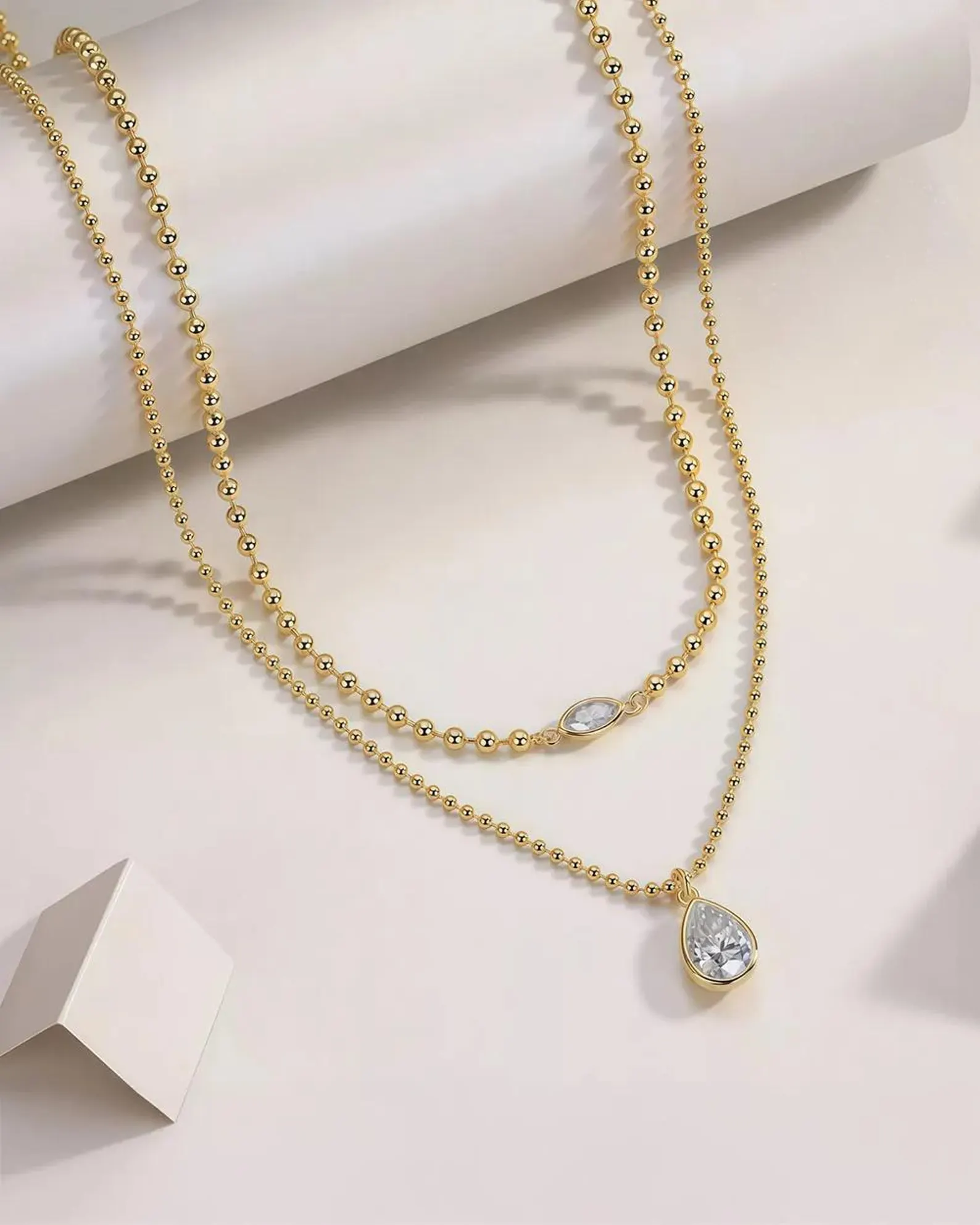 Stunning Teardrop Shape Brilliant Cut Solitaire Pendant Necklace in Solid Gold with Refined Modern Style Authentic 14K Gold Dainty Minimal Jewelry Piece Perfect Gift for Her Anniversary Birthday Celebration - Image 4