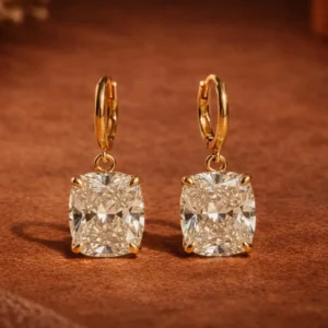 Exclusive 14K Gold Matching Set Ideal Gift for Women Birthday Anniversary Wedding Celebration Refined Cushion Shape Diamond Jewelry Set with Necklace and Earrings in Solid Gold with Bright Sparkle and Soft Feminine Style