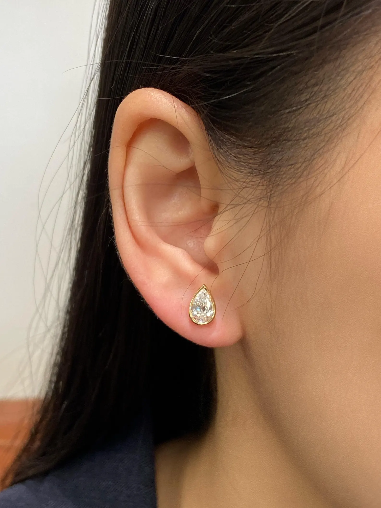 Authentic 14K Gold Lightweight Elegant Jewelry Piece Perfect Gift for Her Daily Wear Dainty Pear Cut Diamond Earrings in Solid Gold with Smooth Polished Finish and Timeless Feminine Style - Image 3