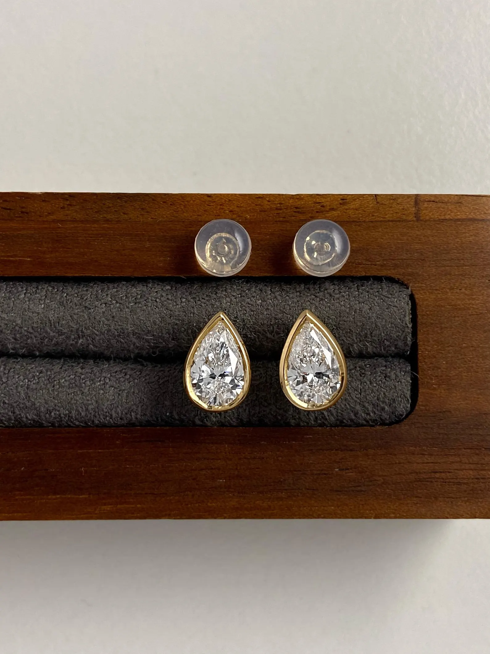 Authentic 14K Gold Lightweight Elegant Jewelry Piece Perfect Gift for Her Daily Wear Dainty Pear Cut Diamond Earrings in Solid Gold with Smooth Polished Finish and Timeless Feminine Style - Image 2