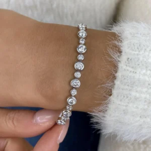 Pureline 14K Gold Crystal Bracelet for Women with Perfectly Set Round Spark Points A Clean and Polished Wrist Essential for Effortless Everyday Shine