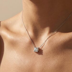 Bold Round Cut Diamond Pendant Necklace in 14K Gold with Strong Center Sparkle and Modern Clean Setting Dainty Yet Striking Everyday Jewelry Piece Designed for Confident Luxury and Effortless Statement Style