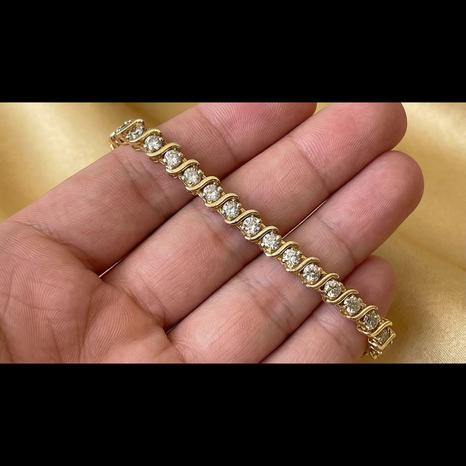 Tennis Bracelet for Women 14K Gold Plated with Round Cubic Zirconia Stones Classic Elegant Fine Jewelry Gift for Anniversary Birthday Wedding Jewelry - Image 3