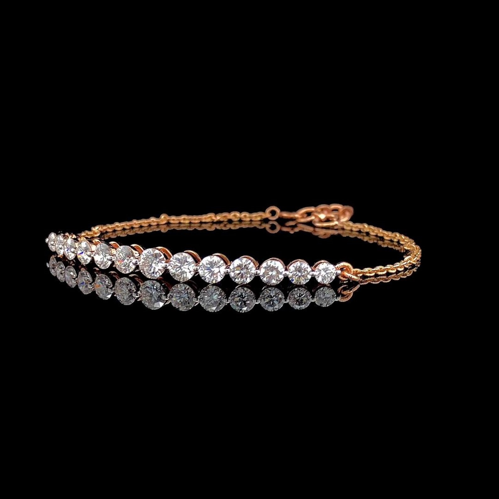 Lustrous 14K Gold Slider Bracelet with Sparkling Round Crystal Stones Modern Adjustable Wristwear Statement Jewelry Gift for Women Eye Catching Jewelry Gift for Her - Image 4