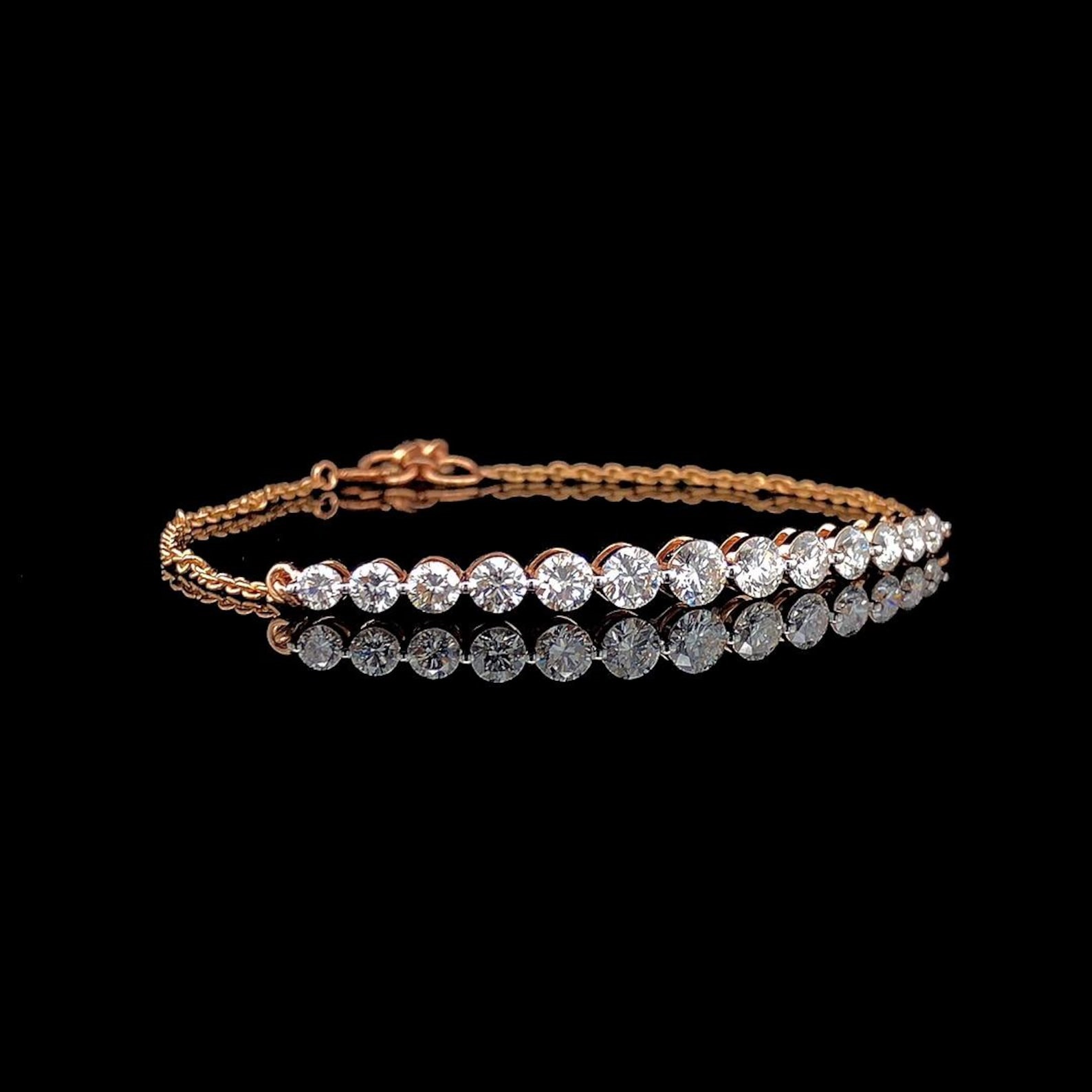 Lustrous 14K Gold Slider Bracelet with Sparkling Round Crystal Stones Modern Adjustable Wristwear Statement Jewelry Gift for Women Eye Catching Jewelry Gift for Her - Image 5
