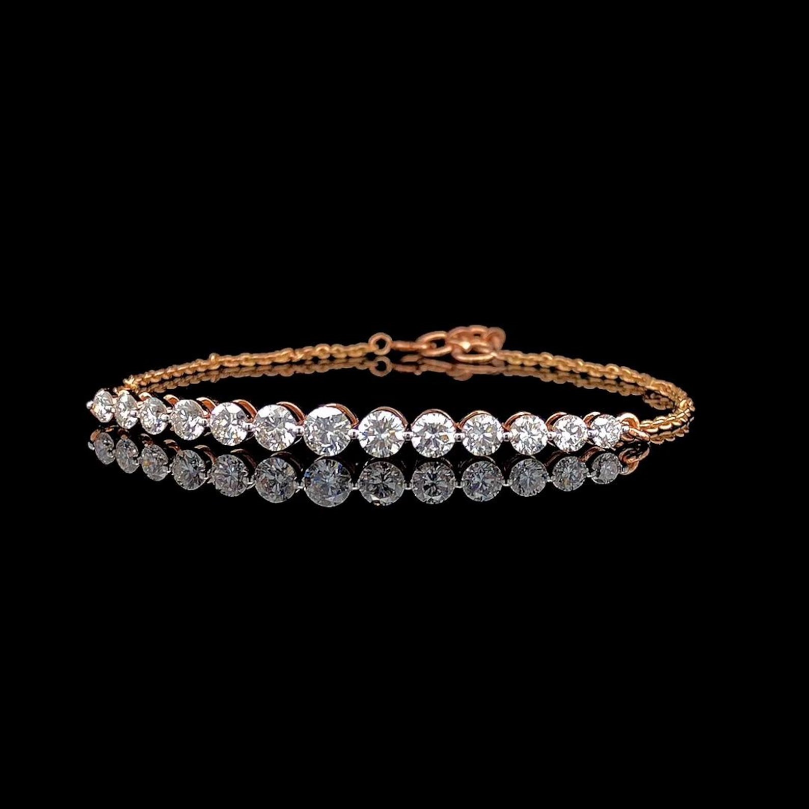 Lustrous 14K Gold Slider Bracelet with Sparkling Round Crystal Stones Modern Adjustable Wristwear Statement Jewelry Gift for Women Eye Catching Jewelry Gift for Her - Image 2
