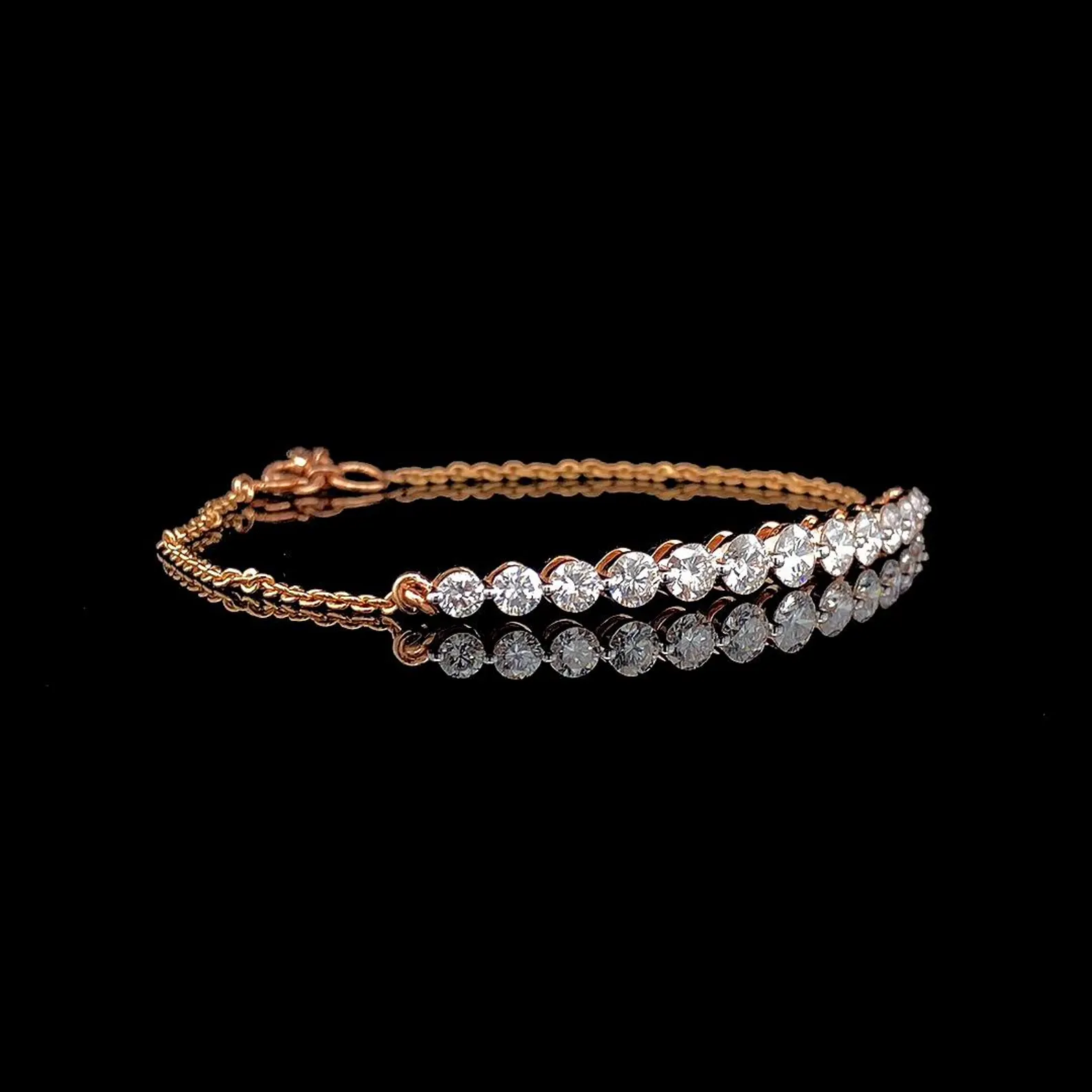 Lustrous 14K Gold Slider Bracelet with Sparkling Round Crystal Stones Modern Adjustable Wristwear Statement Jewelry Gift for Women Eye Catching Jewelry Gift for Her - Image 3
