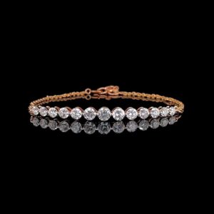 Lustrous 14K Gold Slider Bracelet with Sparkling Round Crystal Stones Modern Adjustable Wristwear Statement Jewelry Gift for Women Eye Catching Jewelry Gift for Her