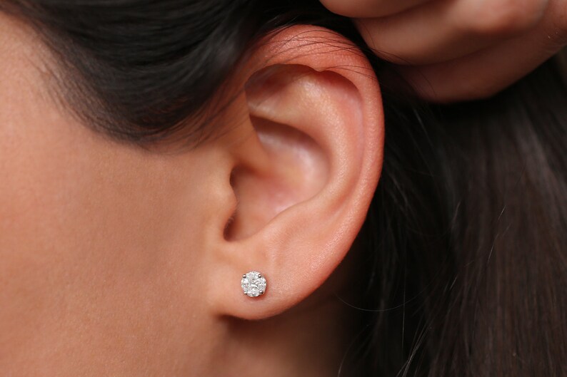 Everyday Luxury Gold Diamond Stud Earrings for Women Round Brilliant Stones Set in Classic Prong Style Fine Jewelry Gift Idea Timeless Stud Style Fine Jewelry for Modern Elegance - Image 3