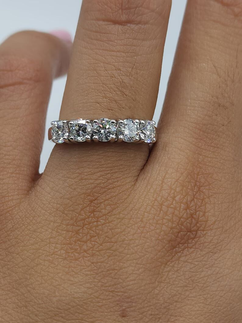 Eternal Glow 14K White Gold Diamond Eternity Band Ring for Women Full Circle Brilliant Stones Wedding Anniversary Fine Jewelry Gift, Elegant Fine Jewelry Gift for Her