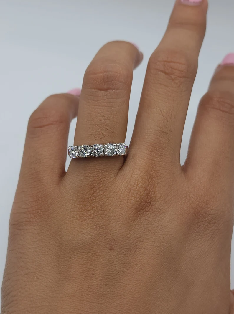Eternal Glow 14K White Gold Diamond Eternity Band Ring for Women Full Circle Brilliant Stones Wedding Anniversary Fine Jewelry Gift, Elegant Fine Jewelry Gift for Her - Image 3