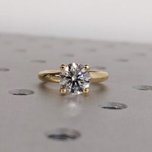 Golden Aura 14K Gold Round Brilliant Diamond Solitaire Ring for Women Timeless Prong Set Center Stone Fine Jewelry Engagement Style Gift Classic Solitaire Fine Jewelry for Proposal