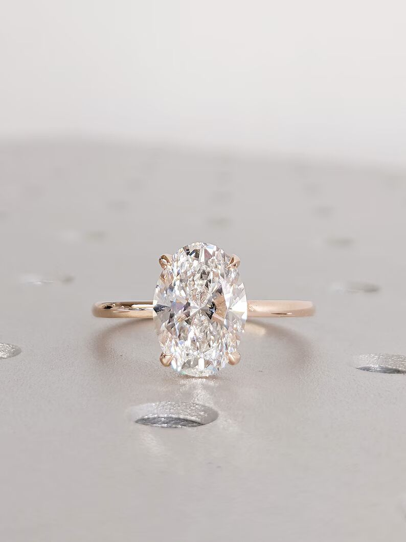 Engagement Ring Premium Round Cut Diamond Hidden Halo Engagement Ring in 14K Yellow Gold Classic Solitaire Ring Sophisticated Luxury Bridal Jewelry Fine Jewelry Gift