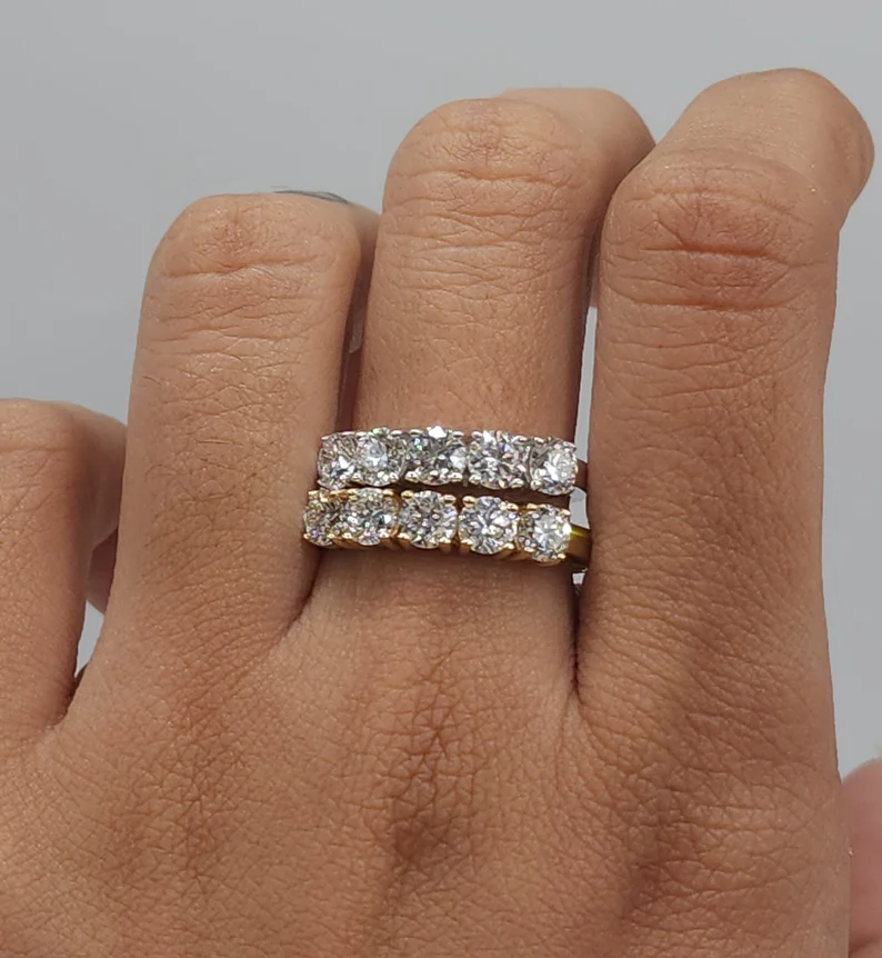 Eternal Glow 14K White Gold Diamond Eternity Band Ring for Women Full Circle Brilliant Stones Wedding Anniversary Fine Jewelry Gift, Elegant Fine Jewelry Gift for Her - Image 4