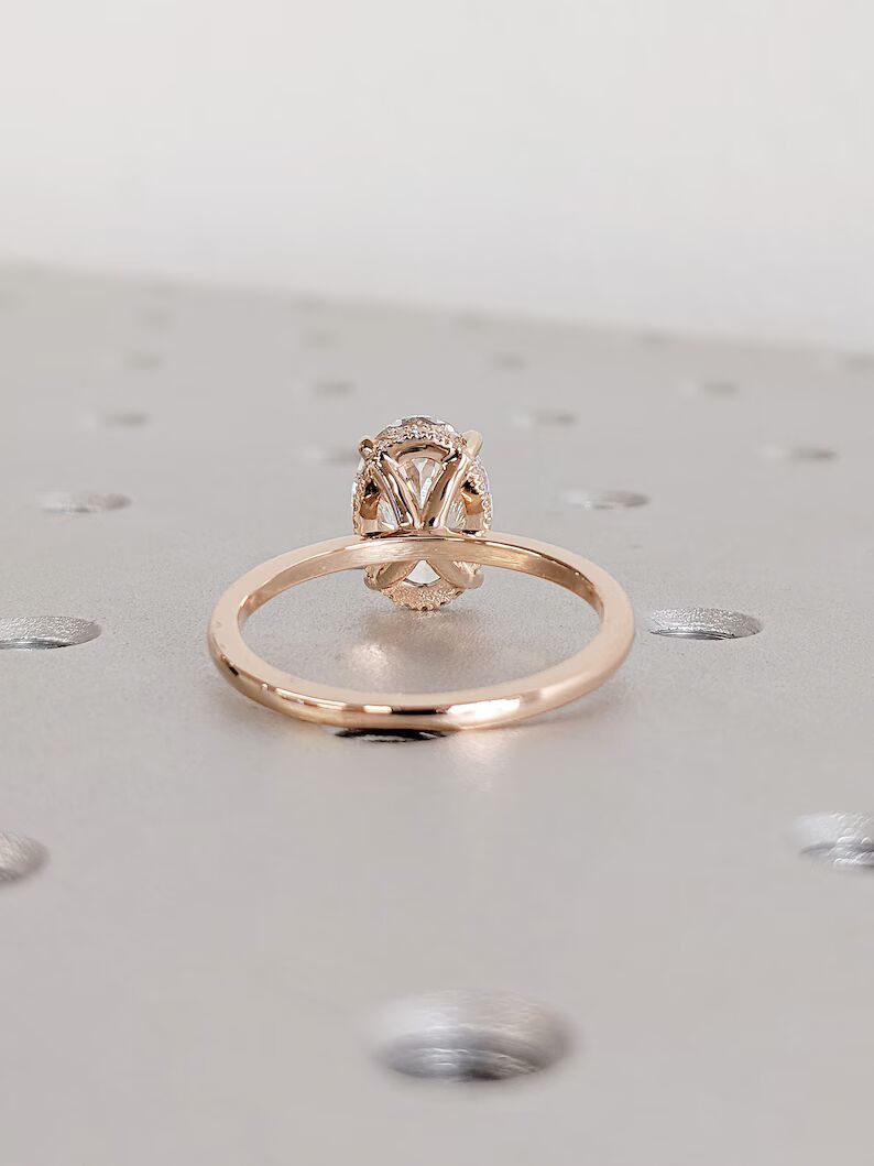 Engagement Ring Premium Round Cut Diamond Hidden Halo Engagement Ring in 14K Yellow Gold Classic Solitaire Ring Sophisticated Luxury Bridal Jewelry Fine Jewelry Gift - Image 4