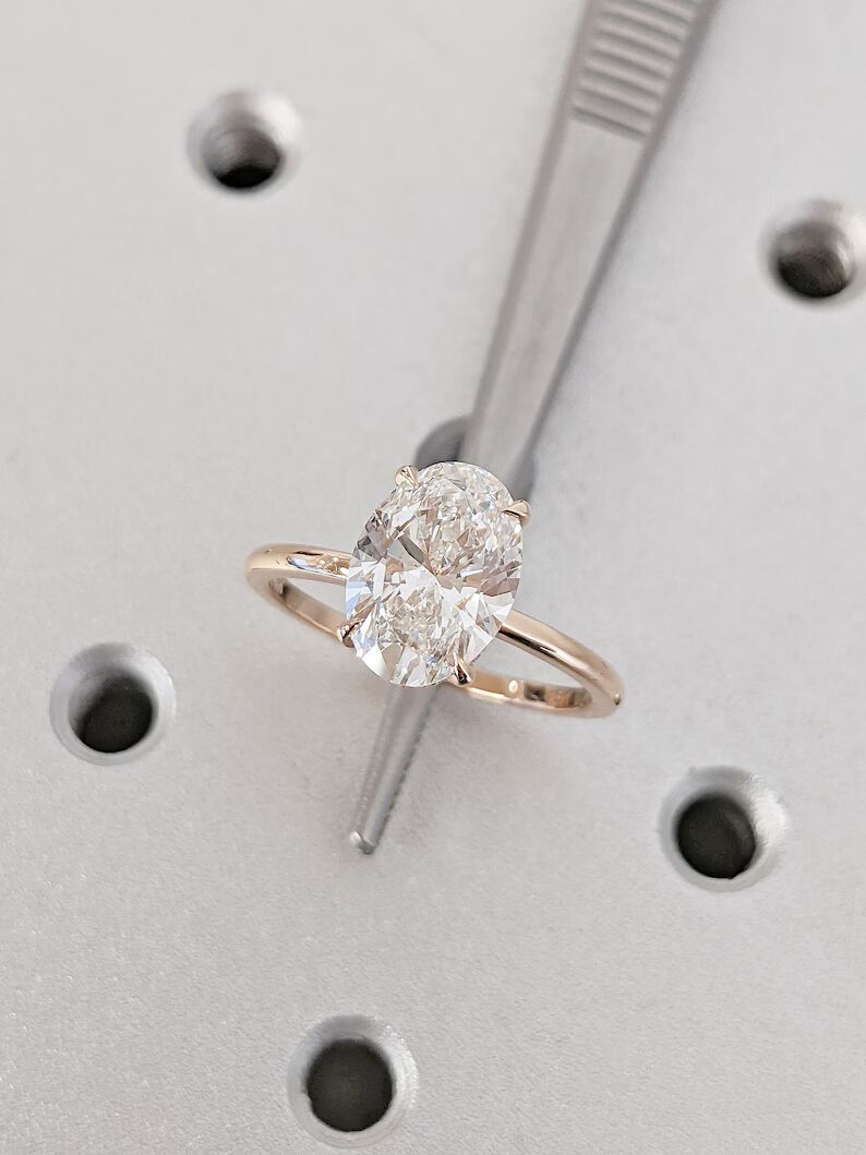Engagement Ring Premium Round Cut Diamond Hidden Halo Engagement Ring in 14K Yellow Gold Classic Solitaire Ring Sophisticated Luxury Bridal Jewelry Fine Jewelry Gift - Image 5
