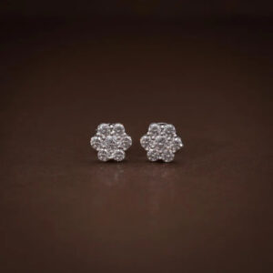 Twinkling Cluster Diamond Stud Earrings in 14k White Gold Round Floral Design Sparkling Diamond Jewelry for Women, Everyday Wear Gift Bridal & Special Occasion Wear