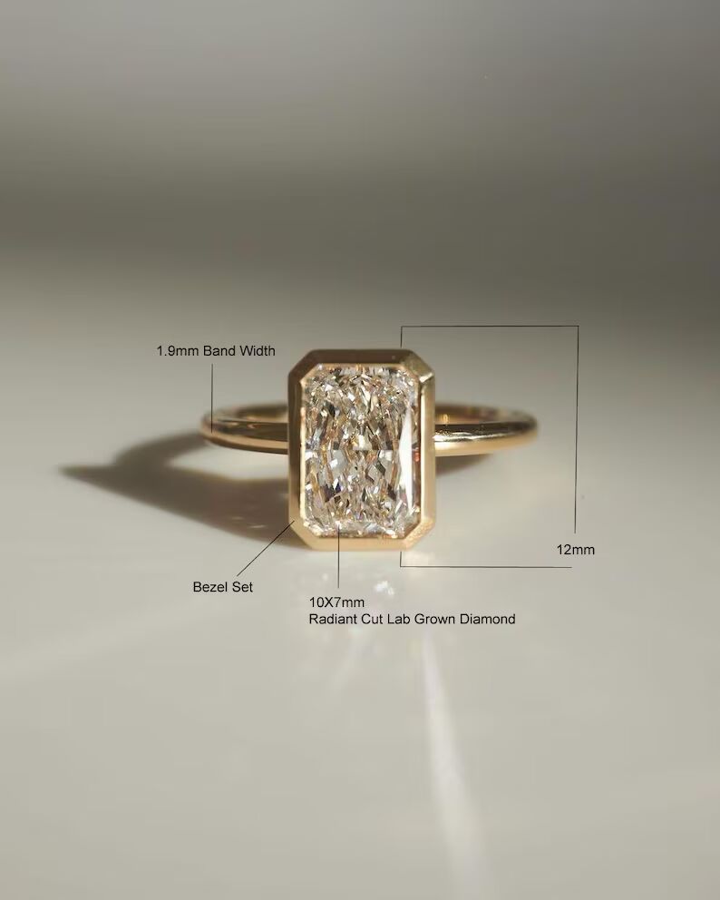 Vintage Inspired Emerald Cut Diamond Bezel Set Ring in 14K Yellow Gold Minimalist Solitaire Engagement Ring with Octagonal Step Cut Stone, Modern Classic Fine Jewelry Gift for Her - Image 5