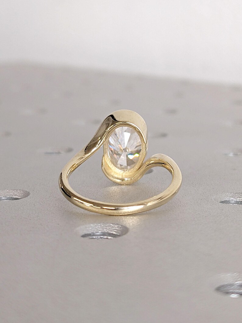 Aura Shine 14K Yellow Gold Oval Cut Diamond Engagement Ring Minimalist Solitaire Ring Classic Fine Jewelry Timeless Bridal Ring for Women Delicate Handmade Gift - Image 5