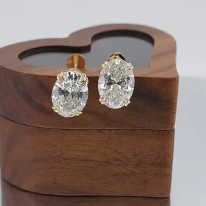 Captivating Solid Gold Oval Cut Diamond Earrings for Women Timeless Stud Design Fine Jewelry Piece for Daily Elegance and Special Occasion Gift Timeless Jewelry for Women Ideal Gift for Bridal Anniversary or Daily Wear