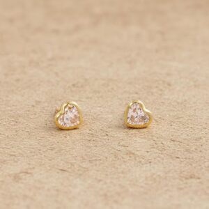 Minimalist Heart Shape Diamond Earrings in 14k Yellow Gold Delicate Love Stud Earrings for Women, Romantic Fine Jewelry Gift Everyday Wear & Anniversary Gift