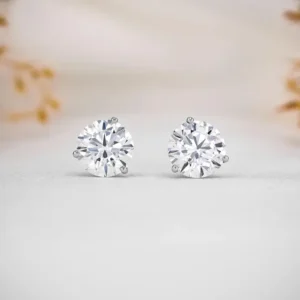 Shimmering Round Diamond Stud Earrings in 14k White Gold Brilliant Cut Solitaire Earrings for Women, Elegant Everyday Jewelry Gift Minimalist Fine Jewelry Gift
