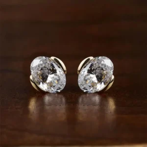 Glowing Oval Cut Diamond Stud Earrings in 14k Yellow Gold, Bold Bezel Style Solitaire Design with Smooth Modern Setting, Large Statement Sparkle, Elegant Fine Jewelry for Bridal, Anniversary, and High End Everyday Wear