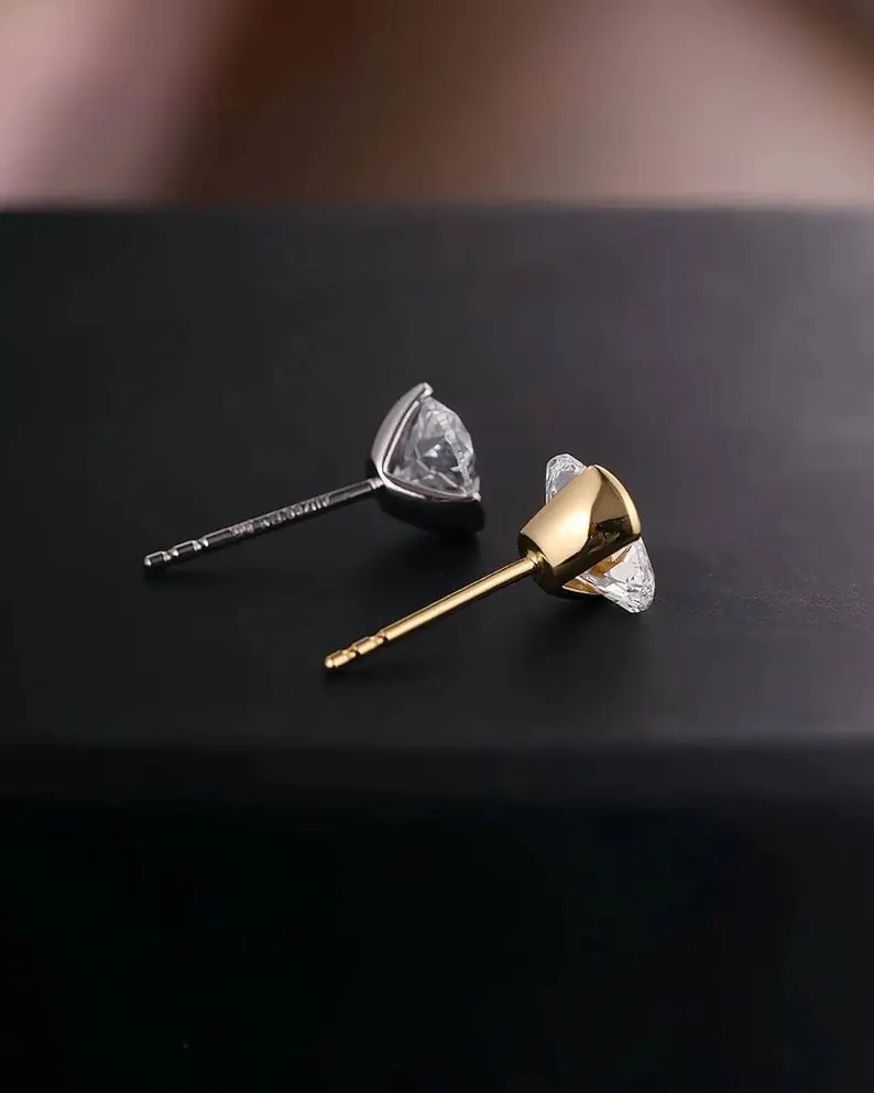 Glowing Oval Cut Diamond Stud Earrings in 14k Yellow Gold, Bold Bezel Style Solitaire Design with Smooth Modern Setting, Large Statement Sparkle, Elegant Fine Jewelry for Bridal, Anniversary, and High End Everyday Wear - Image 5