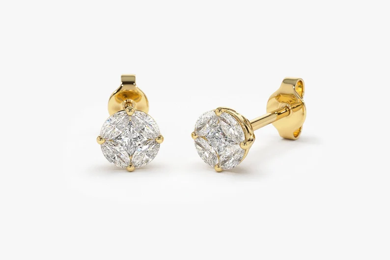 Everyday Luxury Gold Diamond Stud Earrings for Women Round Brilliant Stones Set in Classic Prong Style Fine Jewelry Gift Idea Timeless Stud Style Fine Jewelry for Modern Elegance