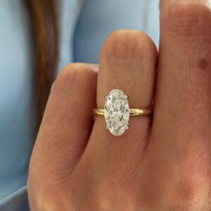 Classic Moval Cut Diamond Solitaire Engagement Ring in 14K Yellow Gold Elegant Elongated Center Stone with Minimalist Prong Setting, Timeless Bridal Fine Jewelry Gift for Her