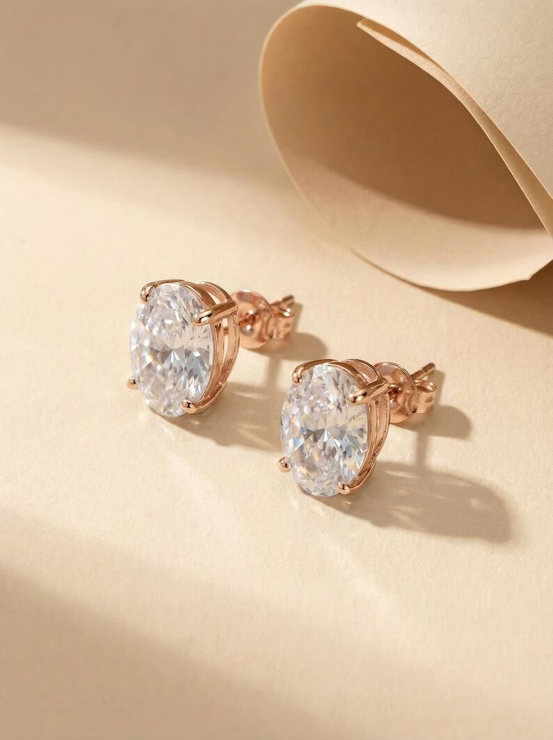 Dazzling Oval Diamond Stud Earrings in 14k White Gold for Women Refined Solitaire Style Fine Jewelry Gift for Any Occasion Featuring Oval Cut Stones Sleek Stud Design Fine Jewelry for Daily Shine - Image 8