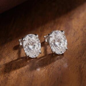 Dazzling Oval Diamond Stud Earrings in 14k White Gold for Women Refined Solitaire Style Fine Jewelry Gift for Any Occasion Featuring Oval Cut Stones Sleek Stud Design Fine Jewelry for Daily Shine