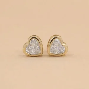 Timeless Heart Shaped Diamond Stud Earrings in 14K White Gold Elegant Minimalist Jewelry Gift for Women, Perfect for Everyday Luxury and Special Occasions