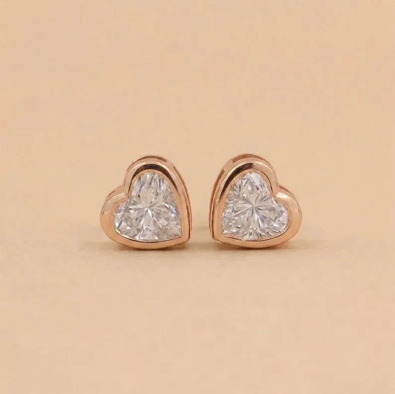 Timeless Heart Shaped Diamond Stud Earrings in 14K White Gold Elegant Minimalist Jewelry Gift for Women, Perfect for Everyday Luxury and Special Occasions - Image 4