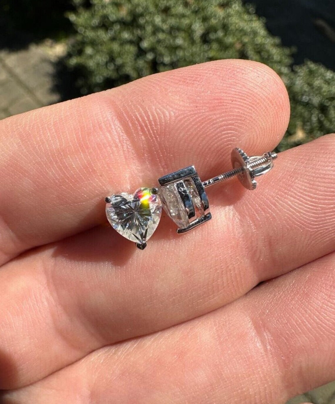 925 Sterling Silver Heart Shaped Moissanite Solitaire Stud Earrings for Women Hypoallergenic Brilliant Cut Lab Diamond Promise Jewelry Gift Boxed Set for Wife - Image 3