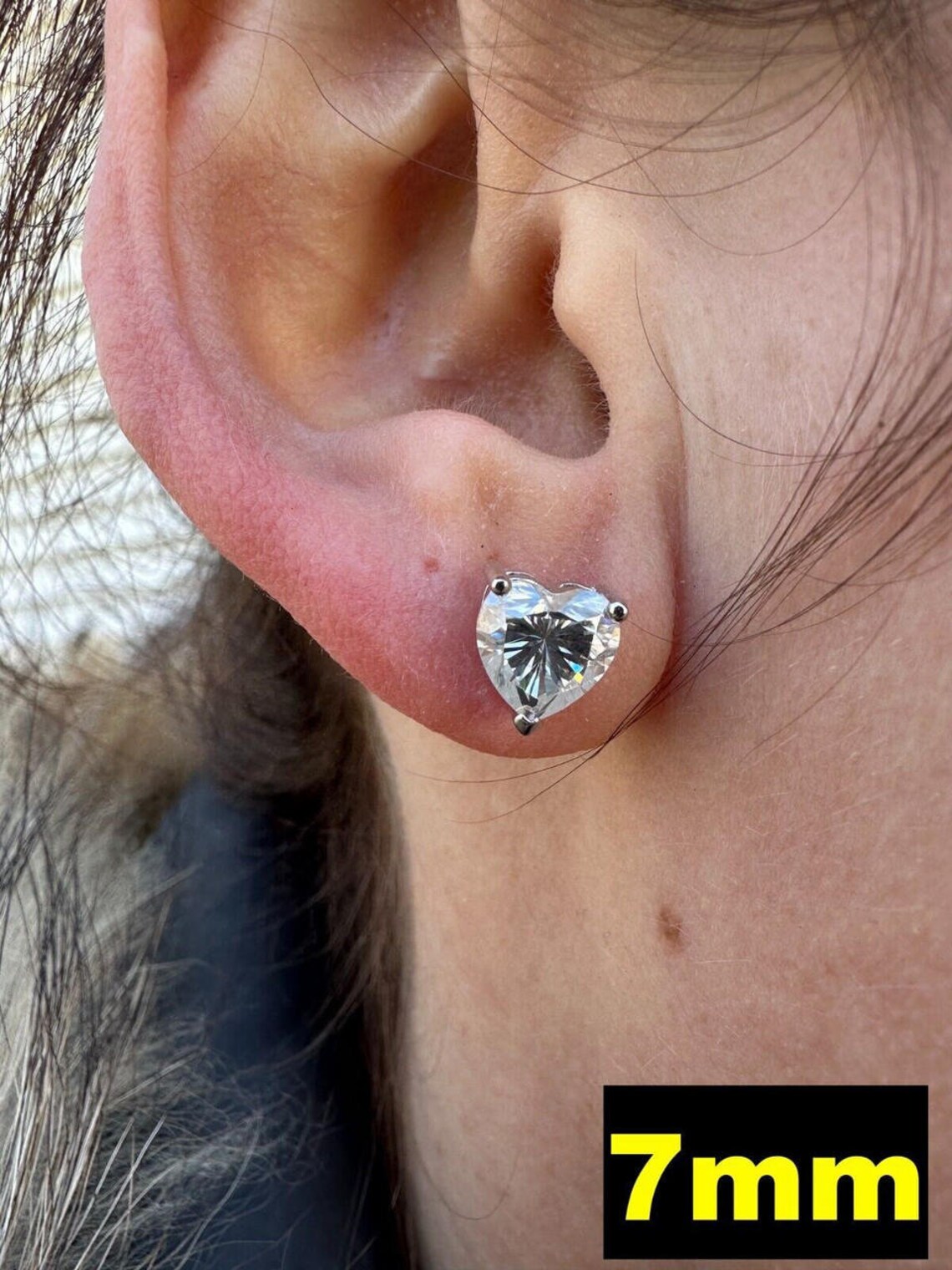 925 Sterling Silver Heart Shaped Moissanite Solitaire Stud Earrings for Women Hypoallergenic Brilliant Cut Lab Diamond Promise Jewelry Gift Boxed Set for Wife - Image 6