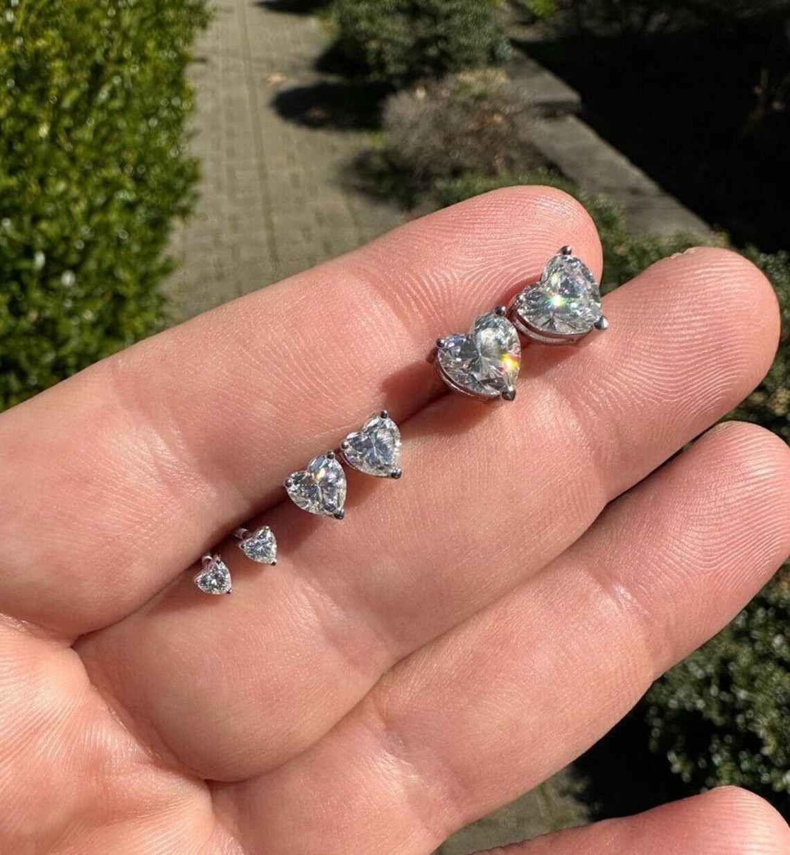 925 Sterling Silver Heart Shaped Moissanite Solitaire Stud Earrings for Women Hypoallergenic Brilliant Cut Lab Diamond Promise Jewelry Gift Boxed Set for Wife - Image 2