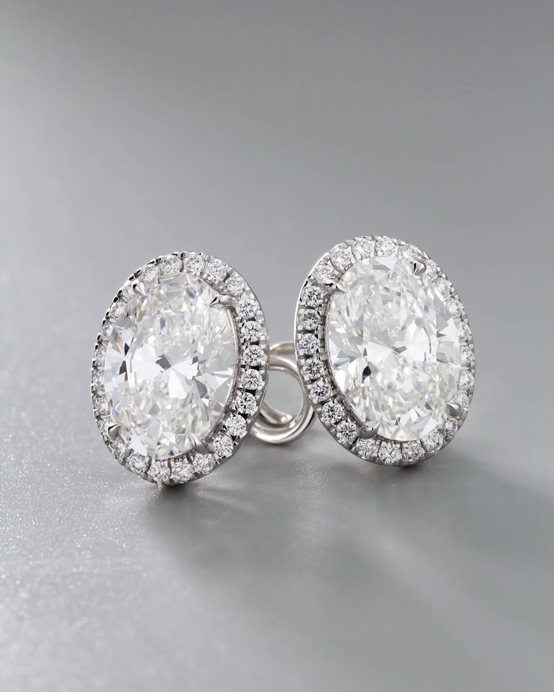 Classic Oval Halo Moissanite Stud Earrings in 925 Sterling Silver Elegant Pavé Wedding Bridal Jewelry Timeless Anniversary Gift for Wife High Brilliance Four Prong Diamond Simulant Solitaires - Image 2