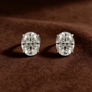 Oval Brilliant Moissanite Studs in 925 Silver Elongated Fluid Silhouette Solitaires Gender Neutral Jewelry Essential leek Low Profile Earring Curation for Daily Wear